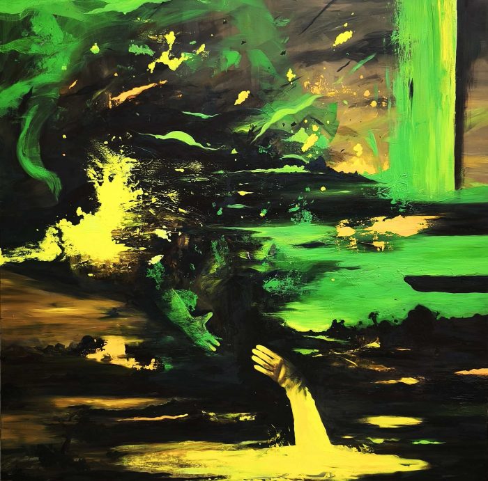 Karine Hoffman, Don't look down, 2026, huile sur toile, 160 x 160 cm