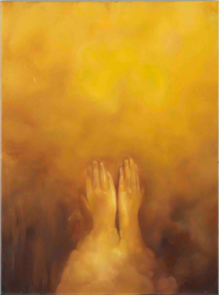 Oda-Jaune, Midas touch, 2025, huile sur toile, 40,5 x 30 cm, OJ-25.009, Courtesy de l'Artiste et TEMPLON, Paris-Bruxelles-New-York, ©EDELINE