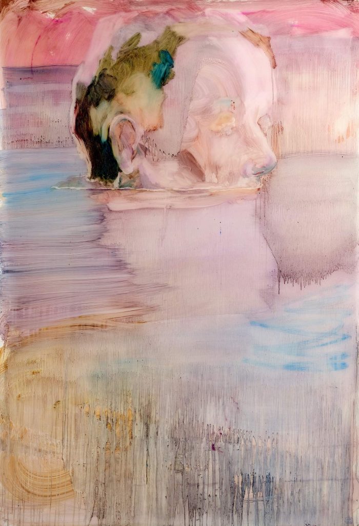 Sarah Jérôme, En Eaux vives X, 2023, huile sur papier calque, 196,2 x 136,8 cm, Courtesy H Gallery, Paris