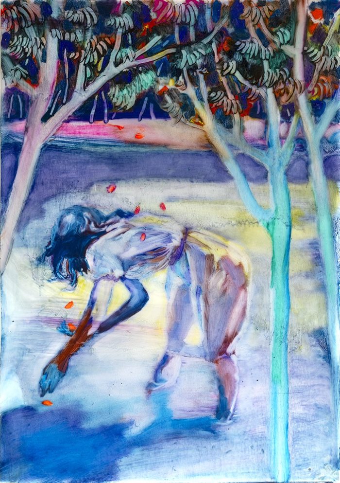 Sarah Jérôme, Revoir le ciel 24, 2026, huile sur papier calque, 70 x 50 cm, Courtesy H Gallery, Paris
